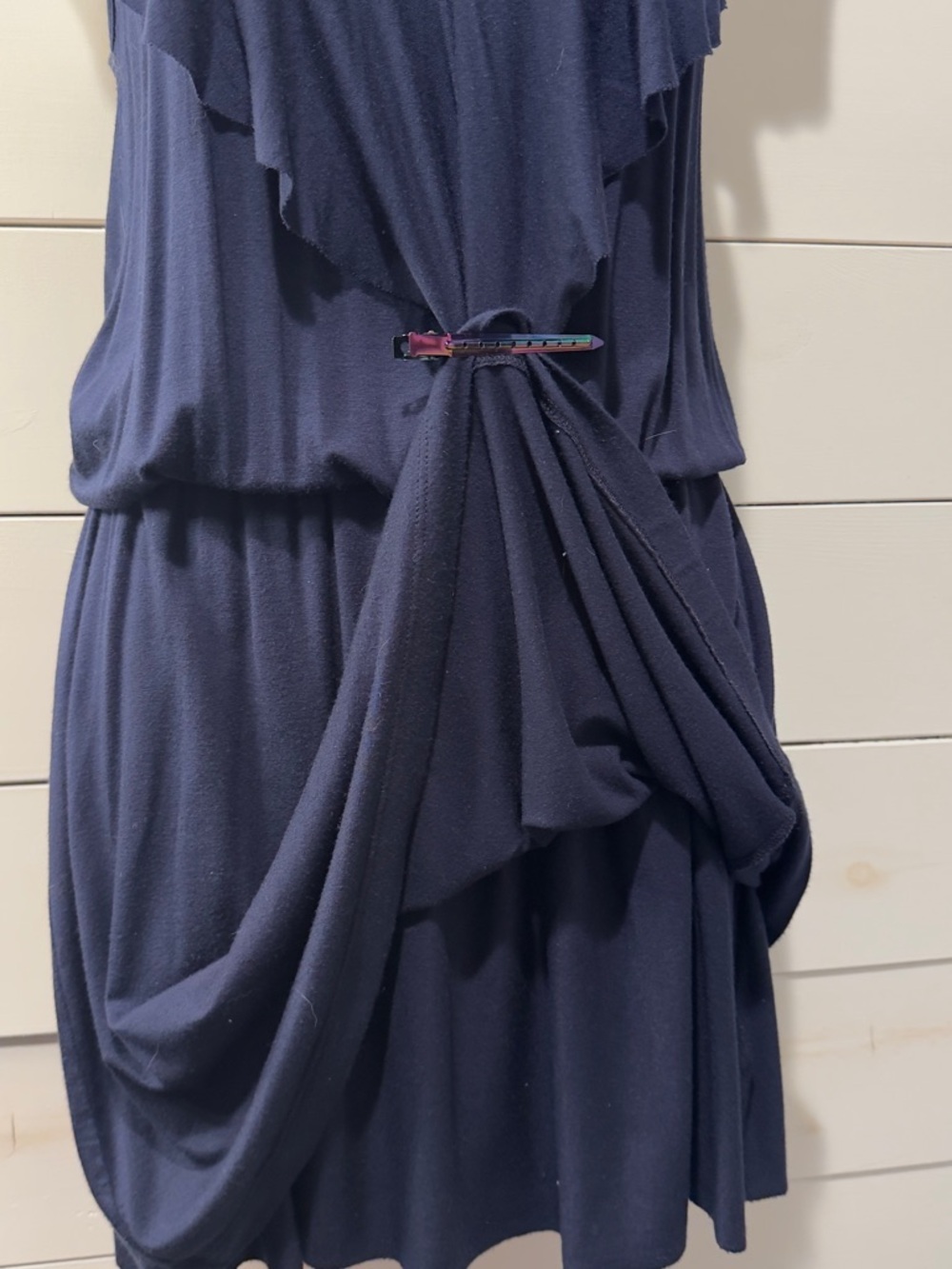 Guess Navy Ruffle-Front Mini Dress - Picture 2 of 6